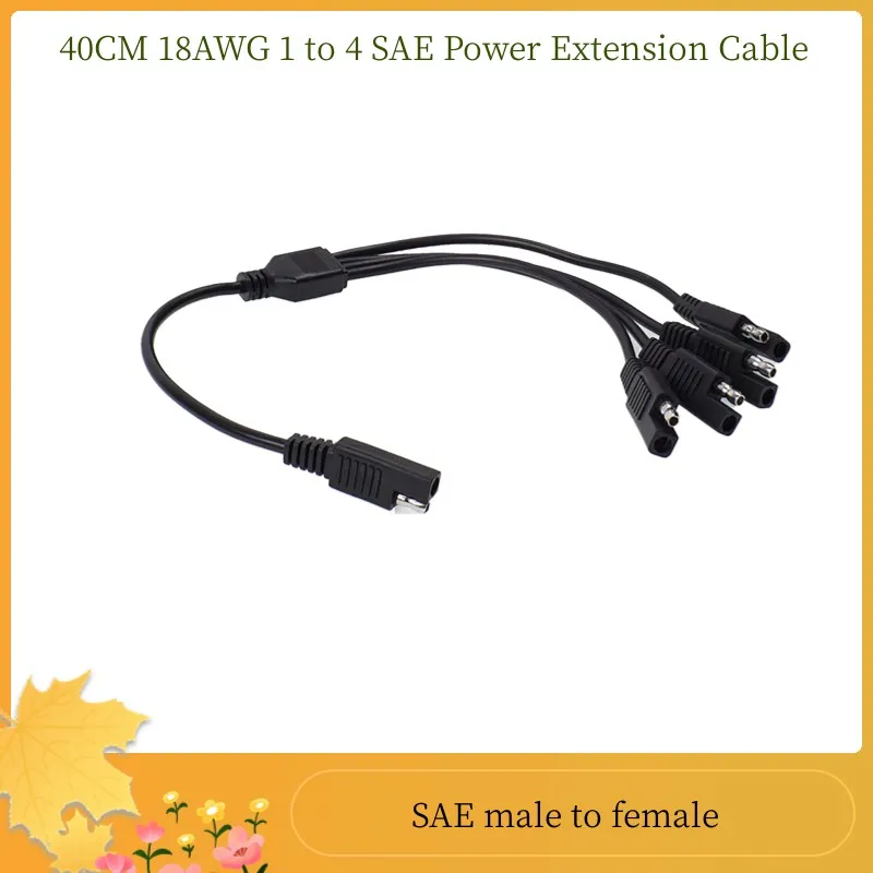 Consommer de l'électronique 40 cm 18 AWG 1 à 4 SAE Câble d'extension d'alimentation Adaptateur Connecteur SAE Adaptateur Connecteur 2 broches Connexion rapide Déconnexion Plug