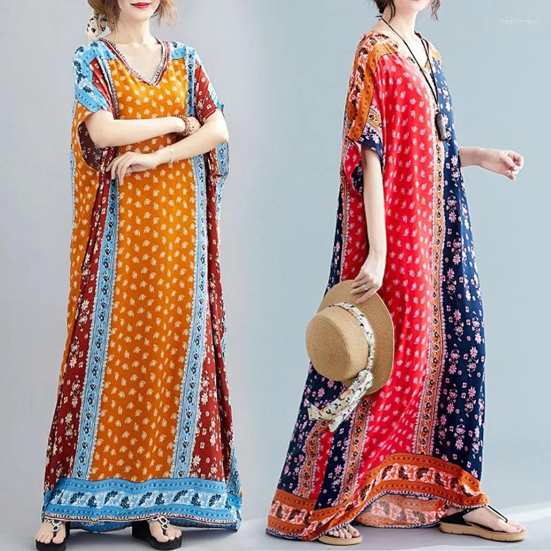 Etniska kläder Afrikanskt tryck Traditionella kvinnors plus -klänningar för kvinnor Robe Multicolor Maxi Bubu Dress Overize