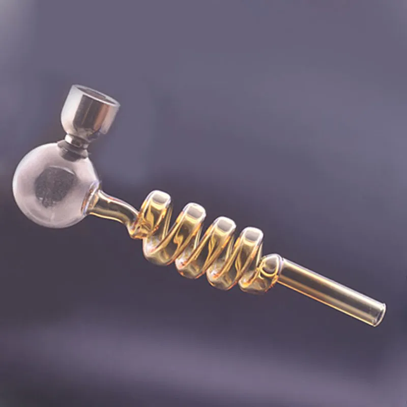 14cm Lenght Spiral Glass Pipes Smoking Tobacco Pipe Glass Pipe With Metal  Dry Herb Bowl Hand Spoon Pipes For Smoke Pieces From Penny1688, $1.25