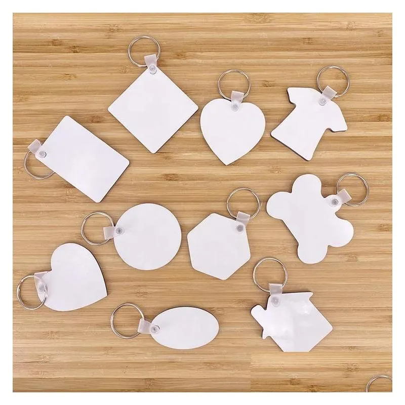 Sublimazione Blanks Blank Keychains Mdf Board Straps Portachiavi Tag Heat Transfer Star House Clouth Shaped Fai da te Doublesided Dh1L7