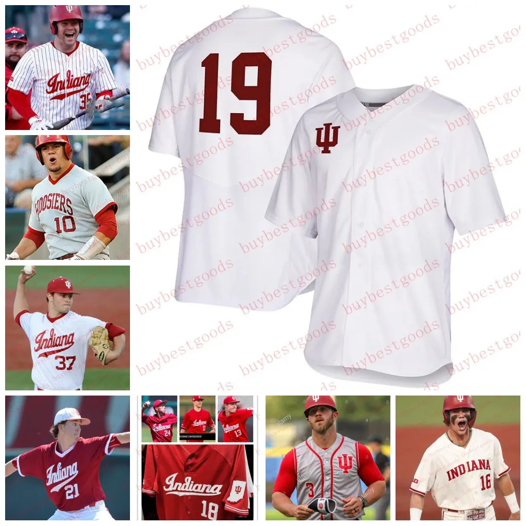 Maillots de baseball cousus Indiana Hoosiers Maillot de baseball personnalisé 16 Bobby Whalen 32 Josh Pyne 5 Tyler Doanes 9 Brock Tibbitts 35 Matthew Ellis Carter Mathison