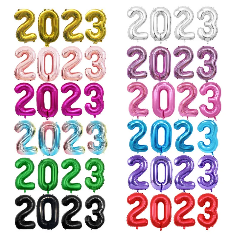 16/32/40inch 2023 New year Xmas Numbers set foil balloons Festival Christmas Chinese New year eva event Home Wall Garden decor