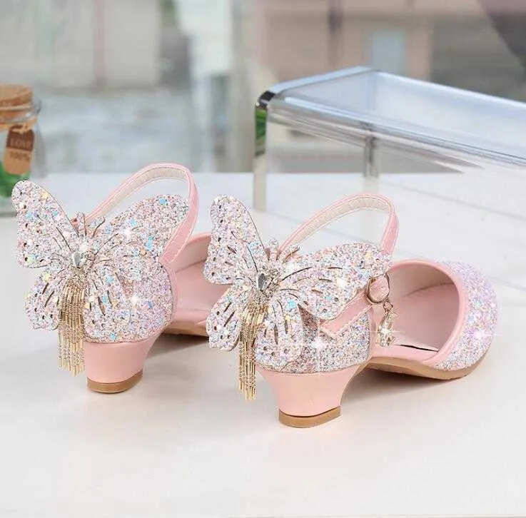 Sandalias Princesa Niños Zapatos De Cuero Para Niñas Glitter