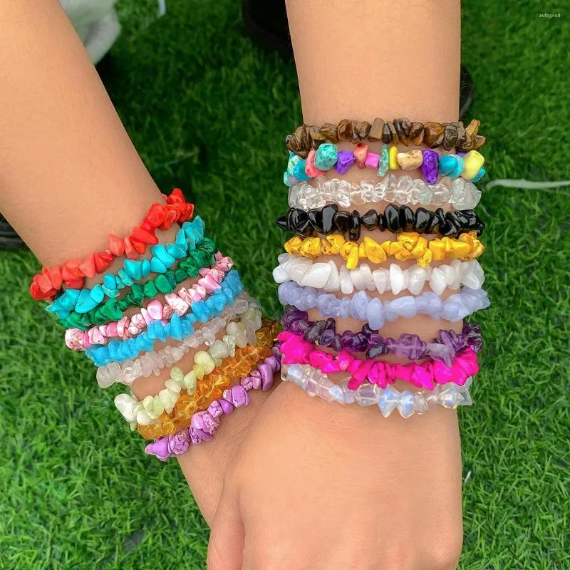 Strand Boho Färgglada naturstenpärlor armband för kvinnor Trendiga pärlkedja 2023 Fashion smycken tillbehör på tjejgåva