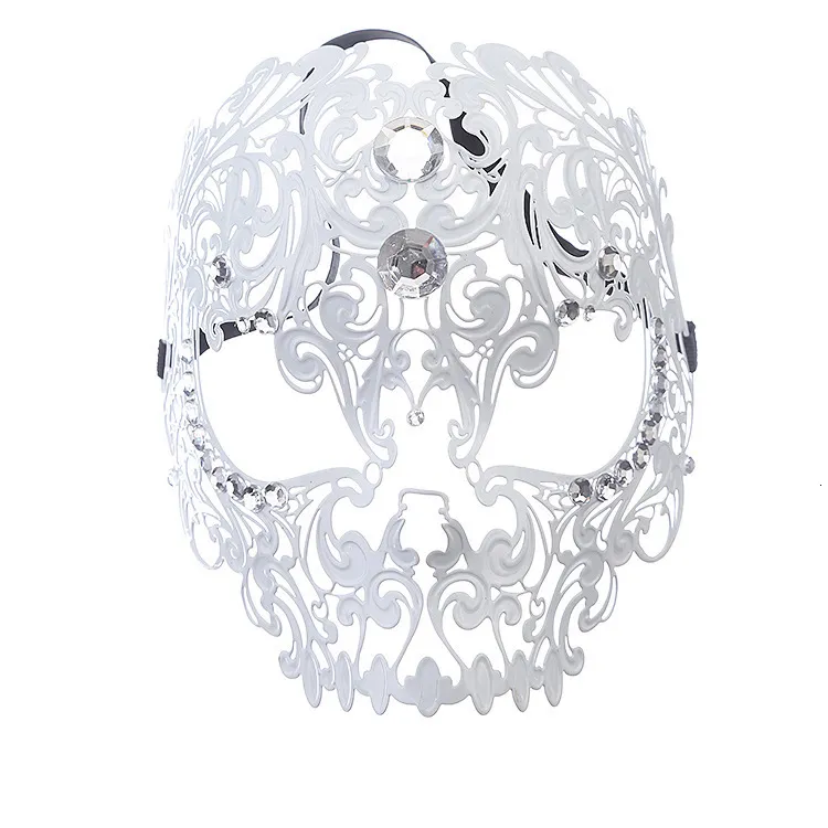 Party Masks Diamond-ENCRUSTED DANCE Half-Face Mask Tiger Head Makeup Cosplay Props Metal Iron Full-Face Mask Halloween Masquerade Mask 230327