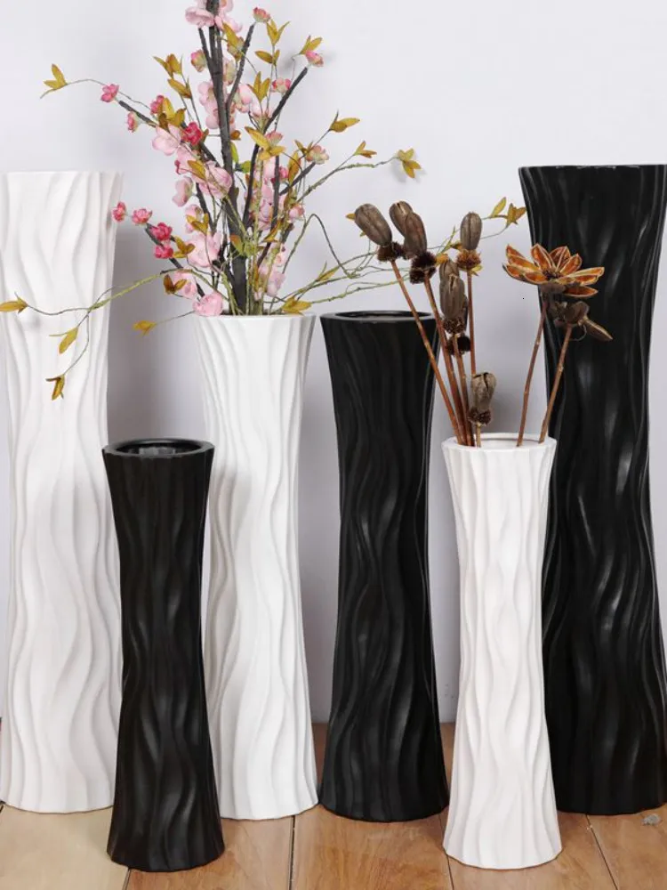 Planters potten High Wood Vase Plant Modern Long Pot Minimalistische vloeraccessoires Dry Flower Woonkamer Jarrones Home Decoratie BI50VS 230327