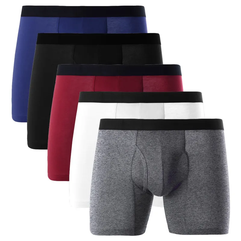 Underpants homens calcinha calcinha de perna longa de pernas compridas algodão cuecas cuecas boxer shorts respiráveis ​​tamanho europeu m l xl 2xl 5pcs/lote 230327