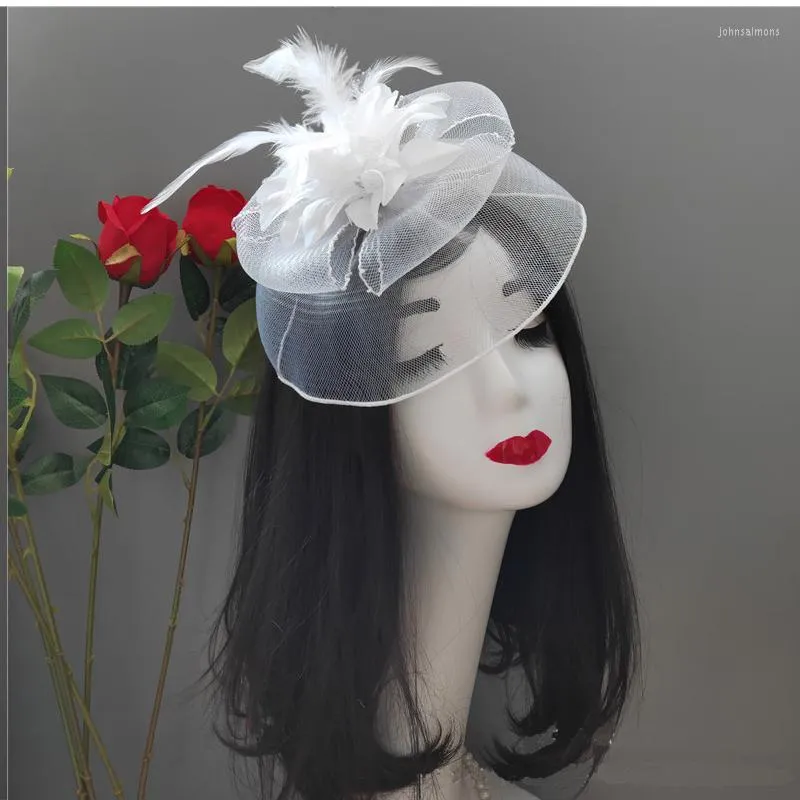 Headpieces Women's Hat Flower Feather Hairpin Wedding Party Bride's Mesh Veil Headdress