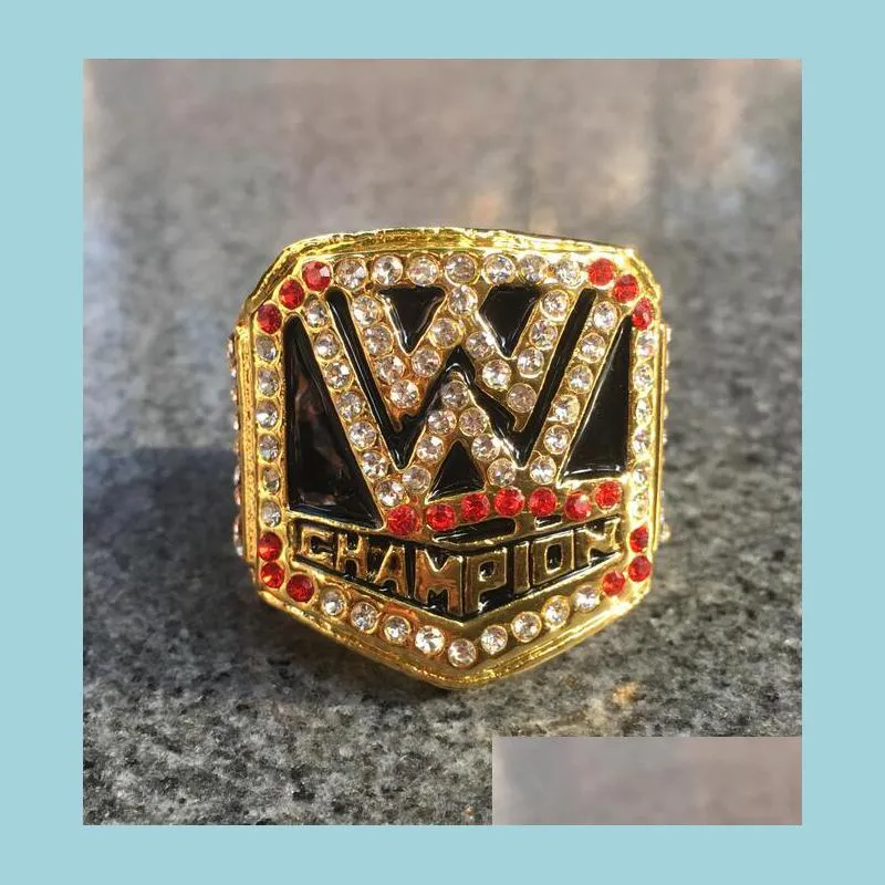 Cluster Rings Wrestling Federation Hall of Fame Championship Ring z drewnianym pudełkiem wystawowym pamiątka prezent dla fanów mężczyzn hurtownia Drop Deliv Dhhiv