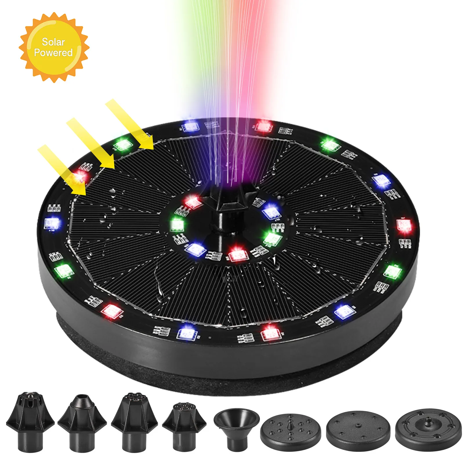 Trädgårdsdekorationer 7v35W Solar Fountain Colorful 21 LED -lampor Simbassänger Pumppanel Powered Floating Decor 230327