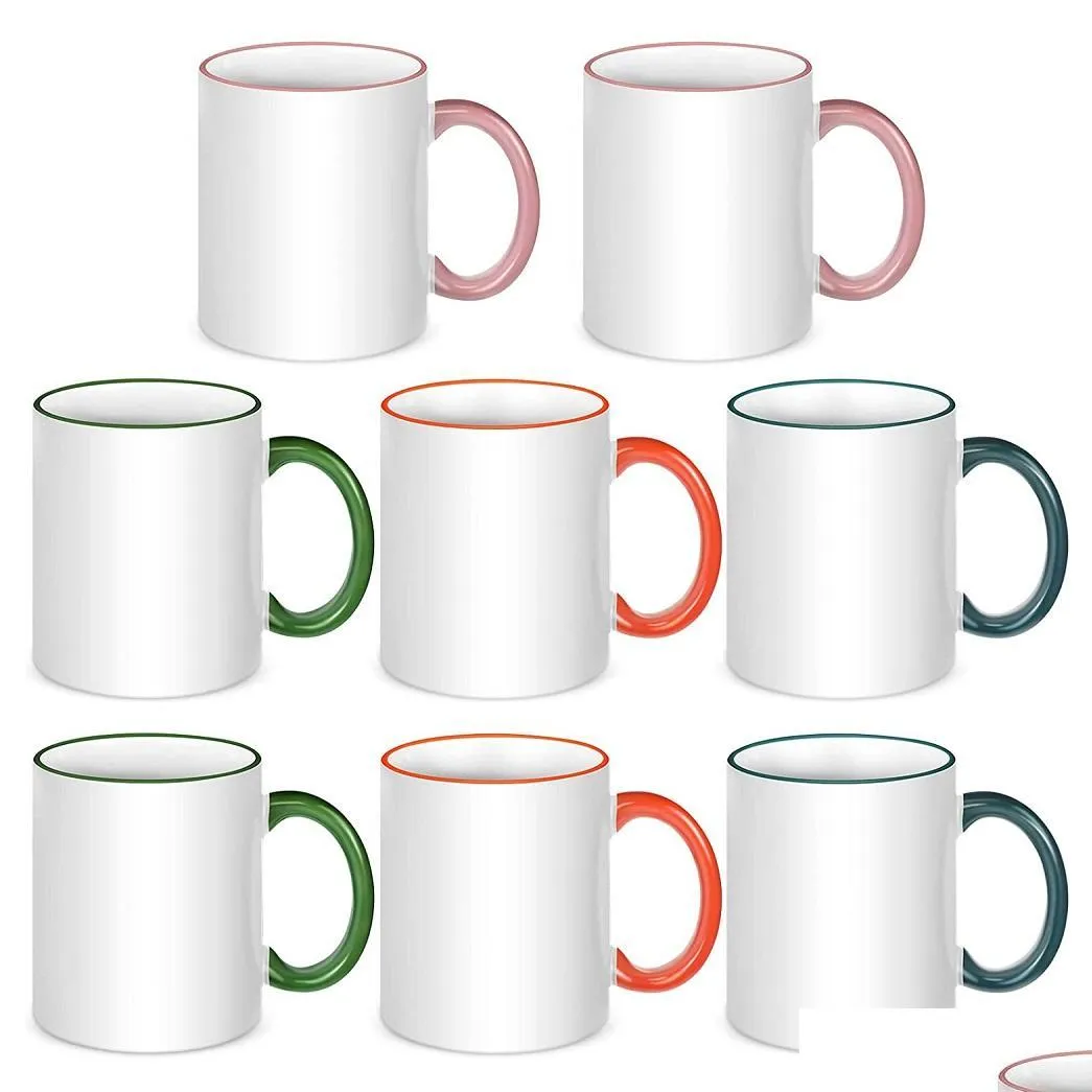 Sublimation Blanks 11 Oz Ceramic Coffee Mug Porcelain Blank White Mugs Packed For Tea Milk Latte Cocoa Drop De Dh8Ke