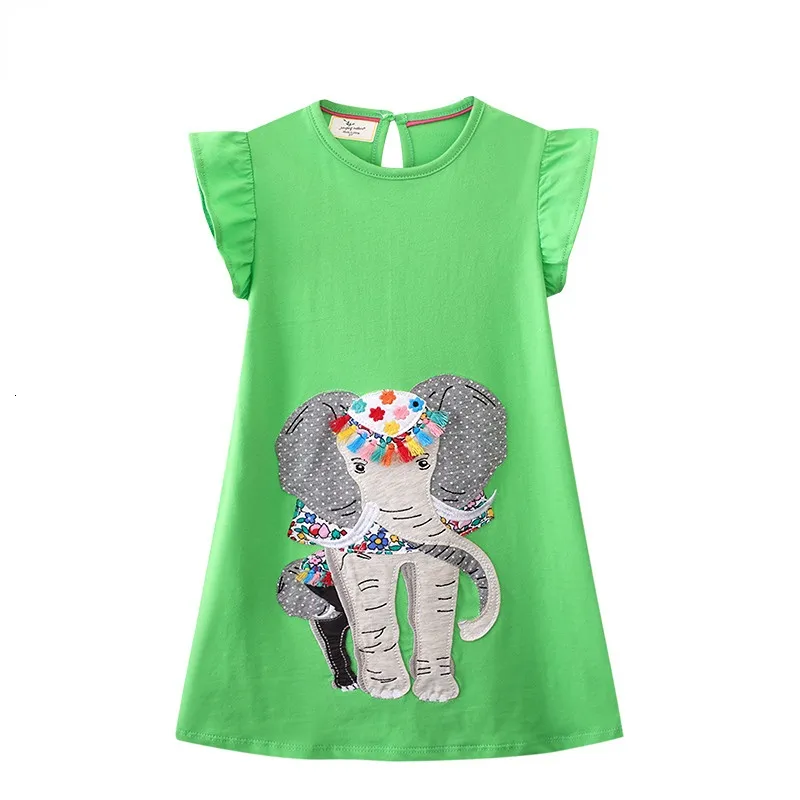 Vestidos de menina Padrão de elefante para meninas crianças 2023 Crianças de verão 19 anos de manga curta Roupas de menina 230327