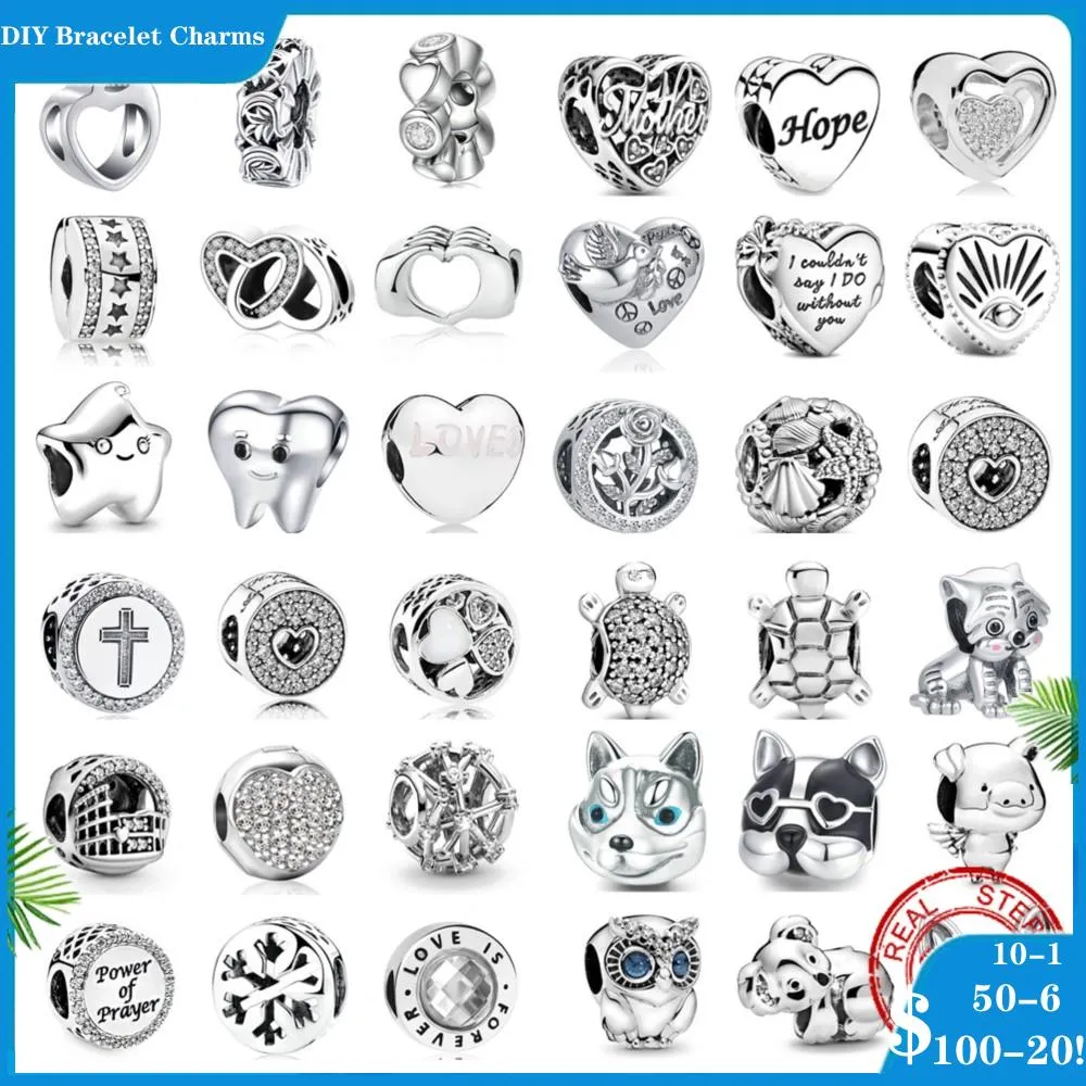 925 siver beads charms for pandora charm bracelets designer for women small animal love cross star