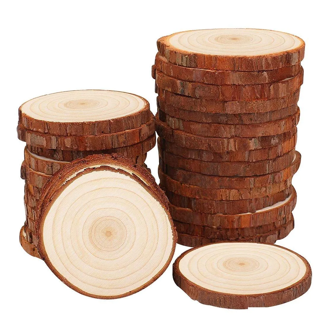 Ferramentas de artesanato Fatias de madeira natural kit inacabado de 14 polegadas círculos de madeira não cheios de madeira sem furos de árvore com casca para artes dhzv2