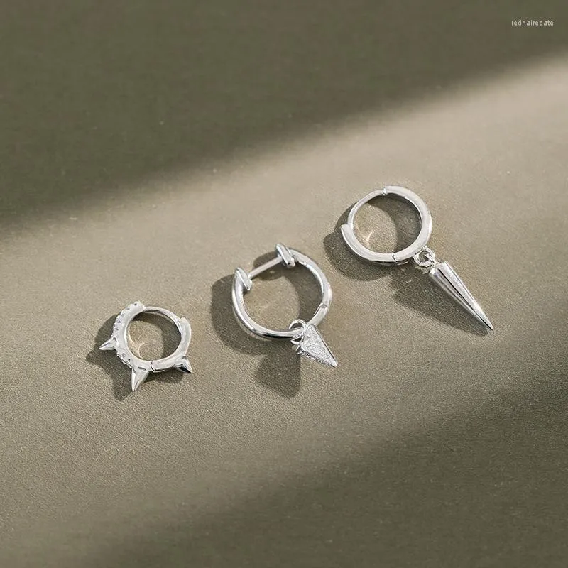 Hoop Earrings 1pair SMALL Authentic 925 Sterling Silver Zircon SET Spike Huggie JEWELRY Tle934