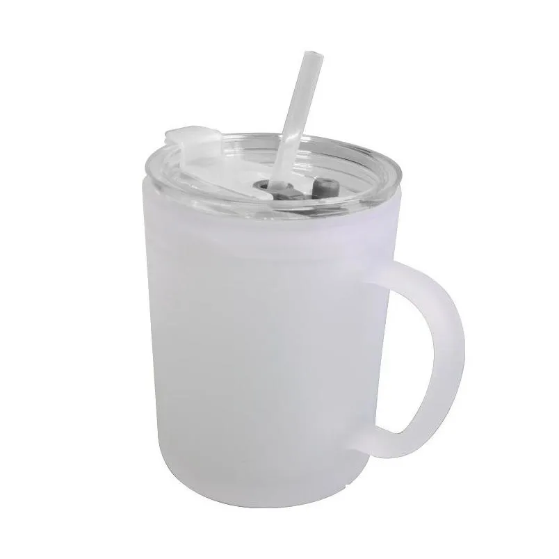 Sublimering av ämnen 15 oz tomt belagda kaffemuggar utomhuskontor reser frostad kopp med handtag st och glidglasmugg b dhy24