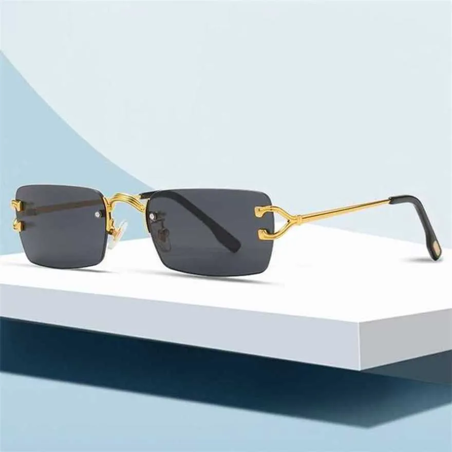 Designer herr- och kvinnors strandpar solglasögon 20% rabatt på små fyrkantiga ramlösa modegata glasögon personliga klo ben