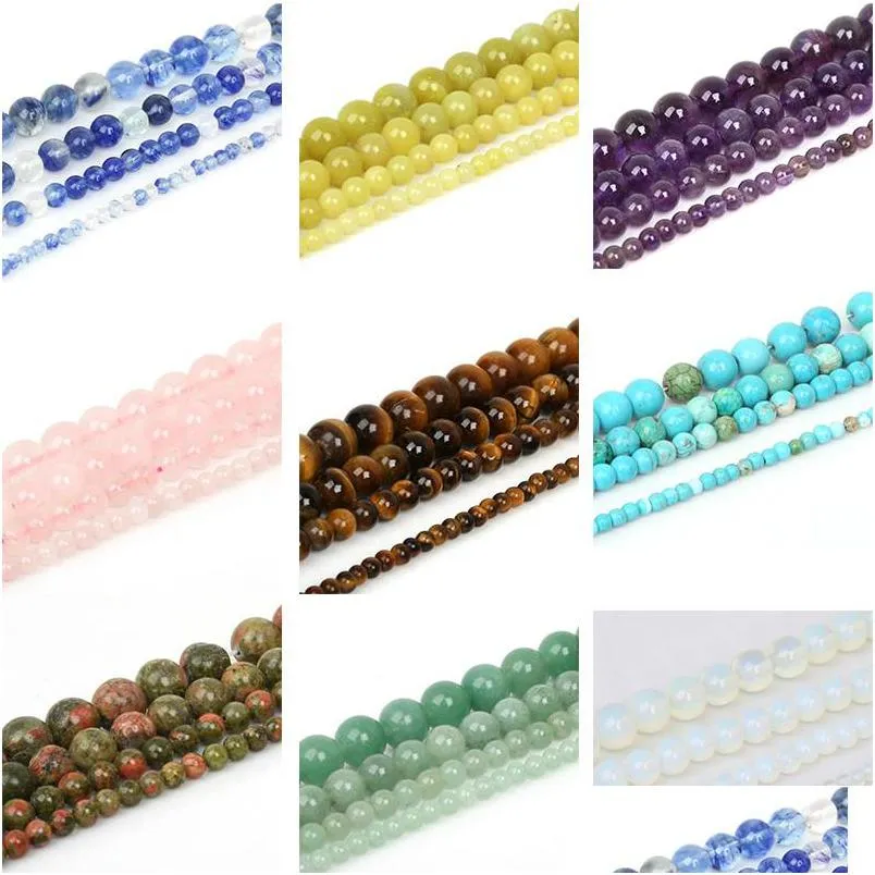 Stone 8Mm New Product Natural Beads Tiger Eye Howlite Truqouise Amethyts Round Loose For Diy Jewelry Making Bracelet Drop Dhuqg