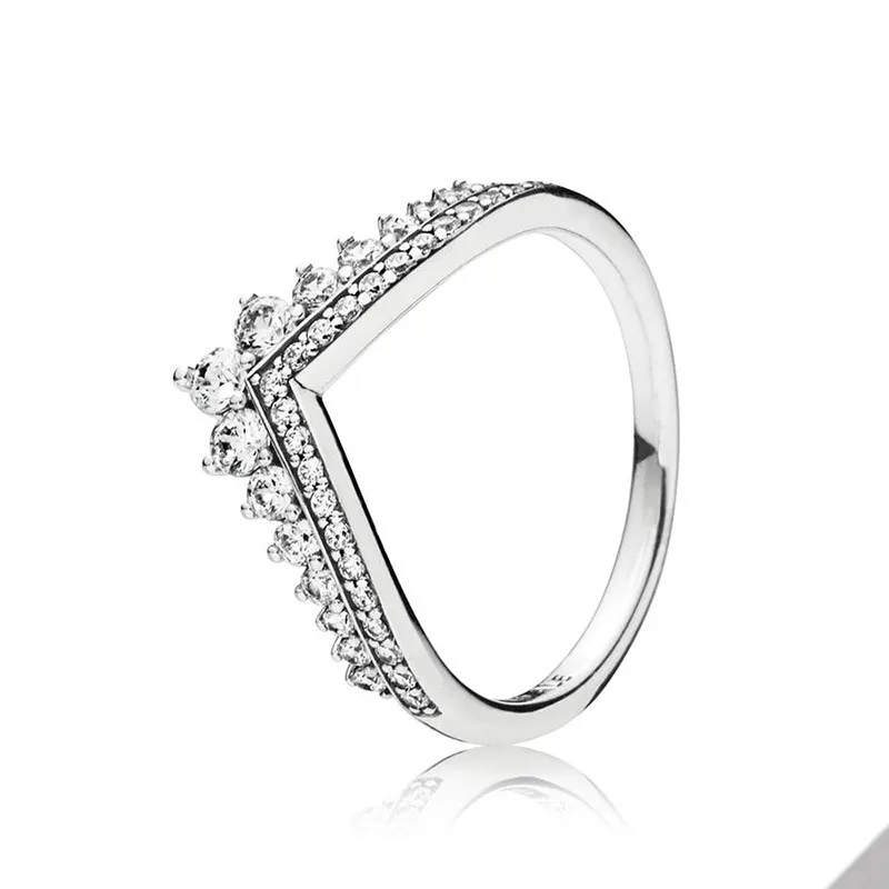 Bague de souhait de princesse en argent sterling véritable pour Pandora Sparkling CZ Diamond Wedding designer Jewelry For Women Girlfriend Gift Bagues de fiançailles avec coffret d'origine