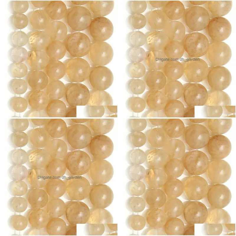 Stone 8mm naturlig slät citrino kvarts lösa pärlor 15 sträng 4 6 8 10 12 14 mm plockstorlek för smycken gör släpp leverans 202 dhzn3
