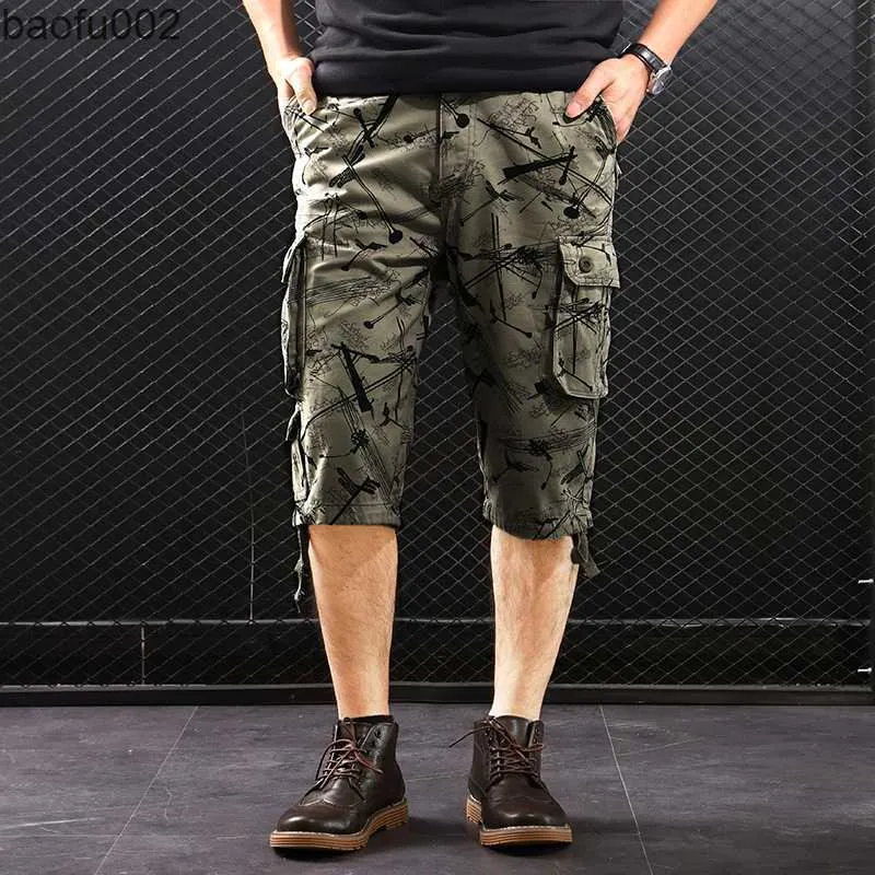 Shorts masculinos 2019 Cotton Mens Cargo Shorts Moda Camuflagem Male Shorts Male Multi-Pocket Camo Casual ao ar livre Tocando calças curtas Homme W0327