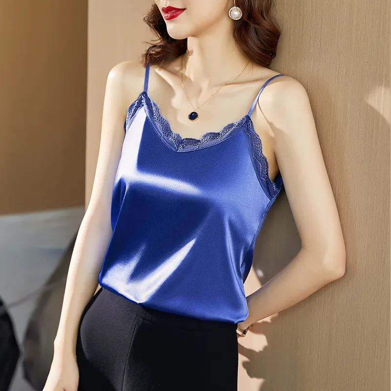 Camisoles Tanks Summer Korean Fashion Chefon Top Top Women Women Office Lady Spaghetti Brap Tank Top Top Lake Clothing для женщин 230327