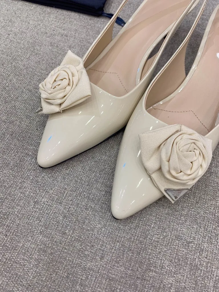 2023 Designer Women`s shoes Dress Shoes High Heels with Ankle Strap and Bow Decoration for Weddings Fashionable Ladies for Formal Occasions with Floral Design 35 440