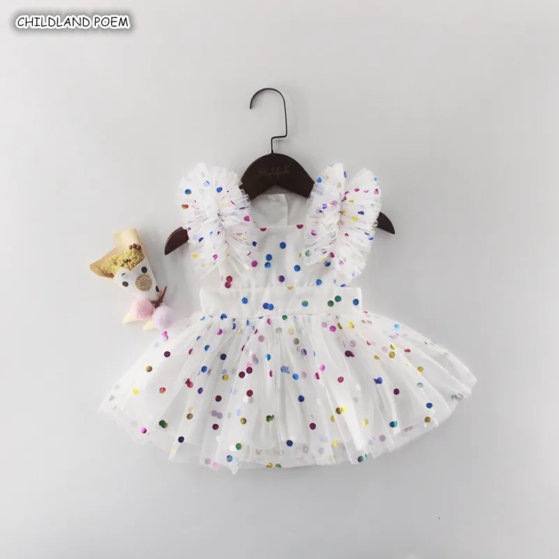 Kız Elbiseleri Bebek Yaz Prenses Polka Dot Giysileri için İlk 1. Doğum Günü Doğum 230327