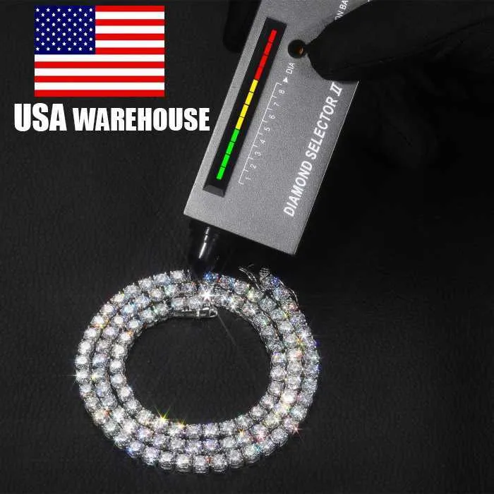 in Stock Usa Warehouse Wholesale Vvs Moissanite Tennis Chain Iced Out Fine Necklace