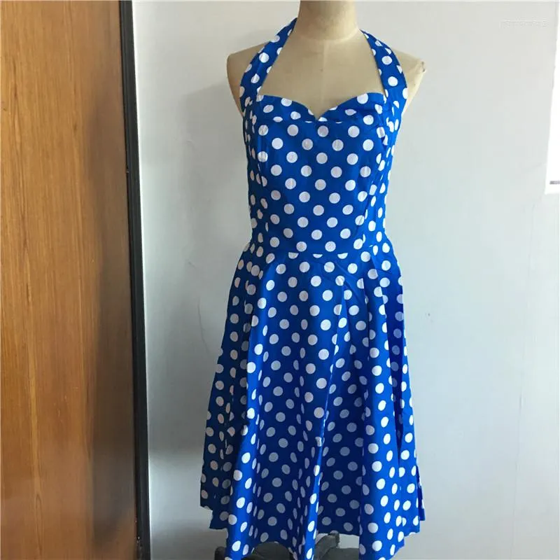 Casual Dresses Womens Halter Polka prickar Vintage Rockabilly Celeb Dress Vestidos