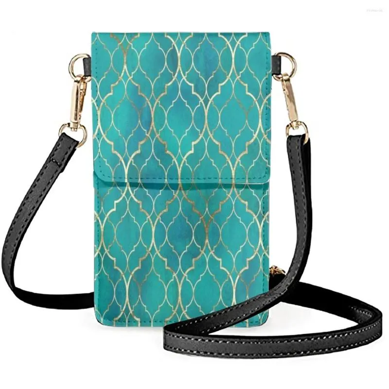 Sacs de soirée FORUDESIGNS sac de téléphone portable femme Texture marocaine ligne d'or téléphone portable bandoulière sacoche Noble messagers