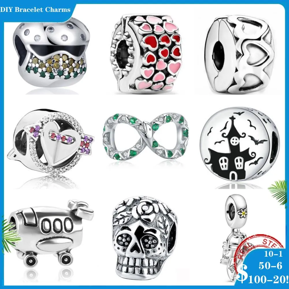 925 Siver Koraliki Charki dla Pandora Charm Bracelets Designer dla kobiet Band of Hearts Wating Can Can Can Can