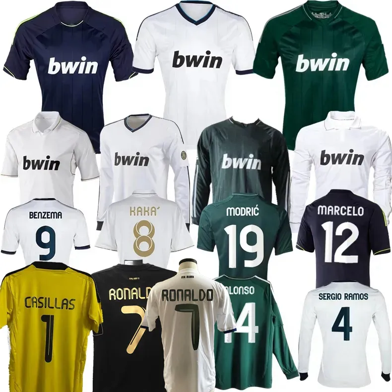 Retro klassieke Real RONALDO voetbalshirts 10 11 12 13 DI MARIA KAKA MODRIC BENZEMA Madrids ALONSO MARCELO HIGUAIN SERGIO RAMOS 2010 2011 2012 2013 Retro voetbalshirt