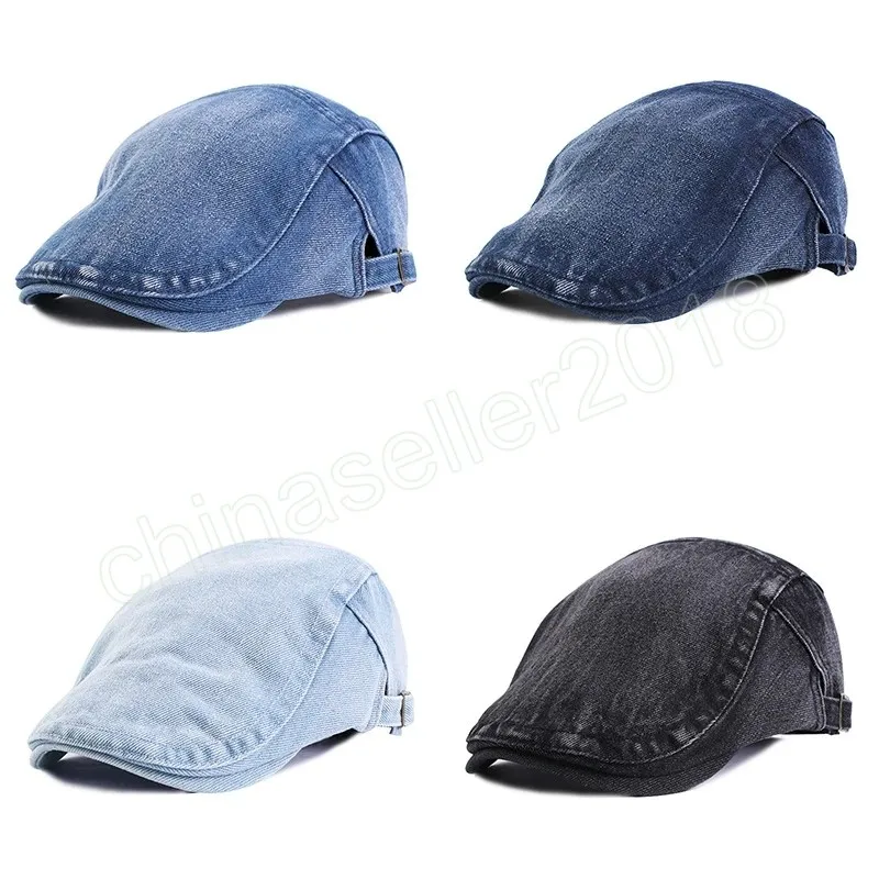Unisex Cotton Denim Beret Cap Soft Adjustable Fit Outdoor Driving Simple Casual Women Men Cowboy Hat