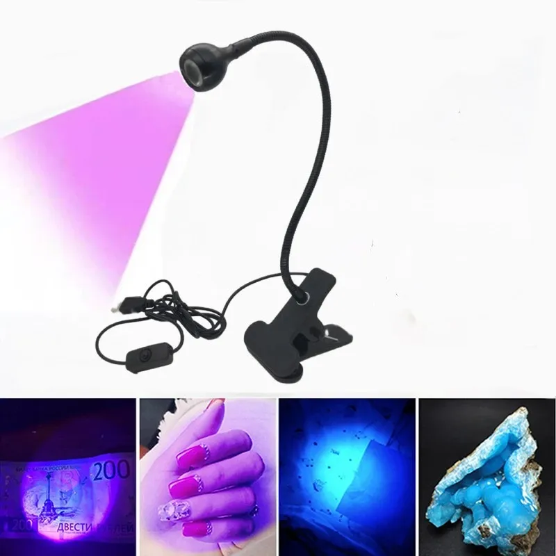 Led Ultraviolet Lights Clip-On Flexible Métal Tube Lampe UV USB Mini Gel UV Lampe de bureau Lampe Sèche-Ongles Pour DIY Nail Art