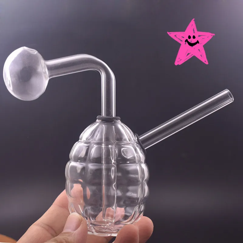 Vente en gros Creative Forme de Grenade Effacer mini verre Brûleur à mazout Pipe Eau dab rig Bong Fumer accessoire