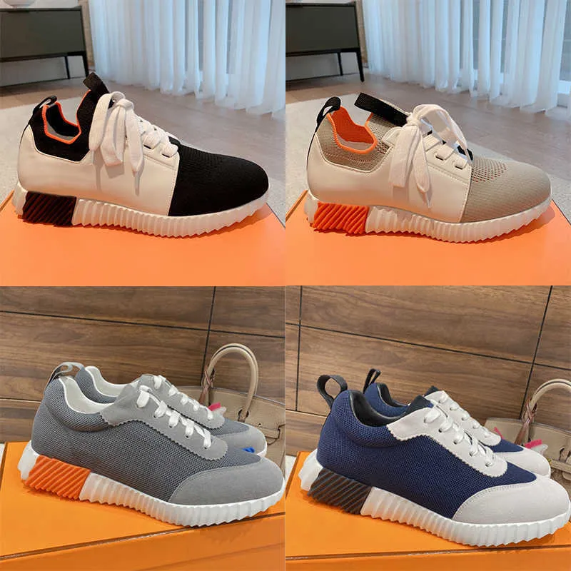 2023 Hommes Départ Baskets Plate-Forme Bouncing Baskets En Cuir À La Mode Tricot Maille Homme Tricot Planche À Roulettes En Caoutchouc Coureur Sole Casual Sport Chaussures 35-46 Avec Boîte NO439