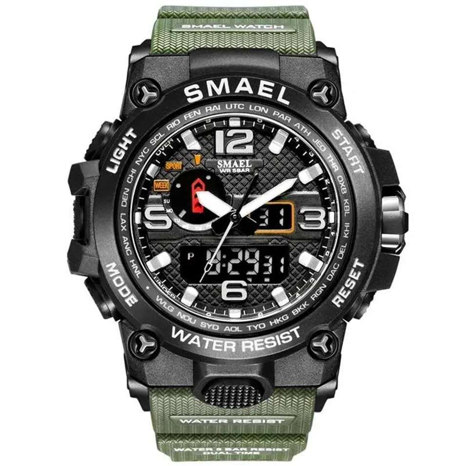 SMAEL Brand Moda Menina Esportes Sports Men Quartz Analógico Relógio Militar Assista Masculino Assista a Men's 1545 Relog masculino 220113280m