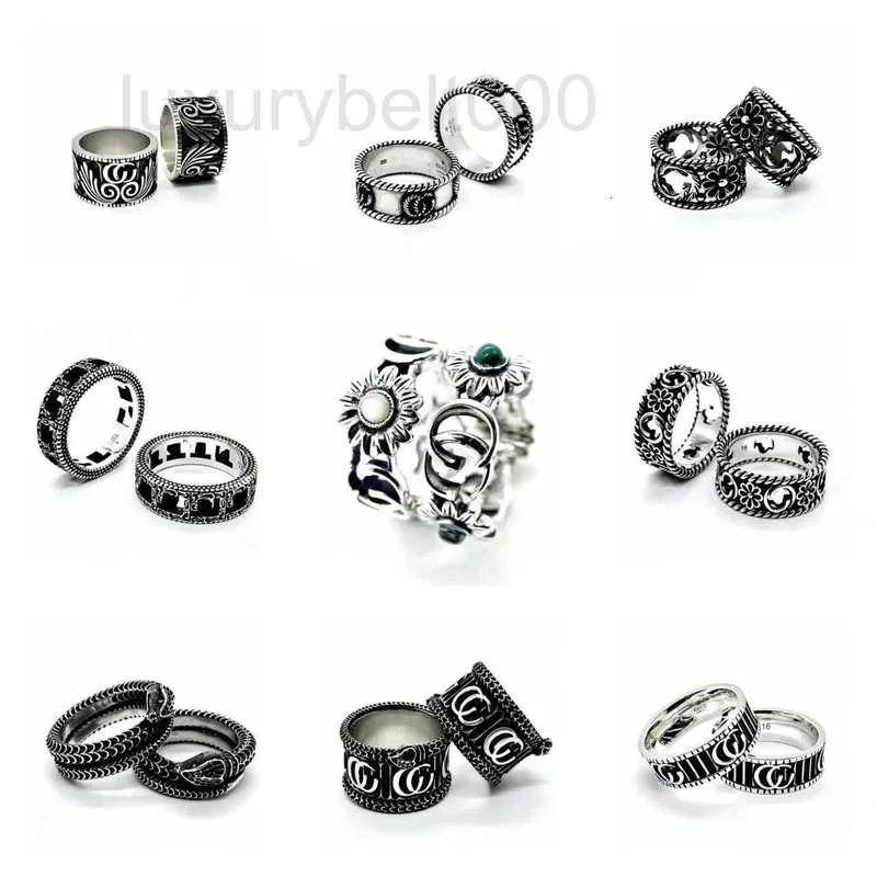 Кольца Band Rings Designer Fashion Trend Skull Double G Письмо старая пара кольцо 925 Стерлинговое серебро ручной работы Z4WB