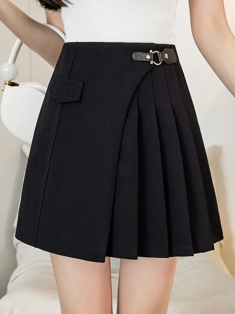 Spódnice Kobiety z wysokim talii spódnice Summer Korean Style Streetwear All-Match Ladies Elegancka plisowana spódnica W1072 230327