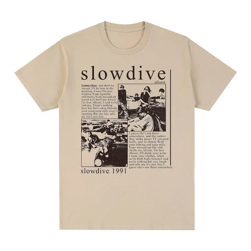 Mens Tshirts SlowDive Alison 1991 Vintage Tshirt Tour 90S Classic Cotton Men, camiseta, camiseta feminina tops unissex 230327
