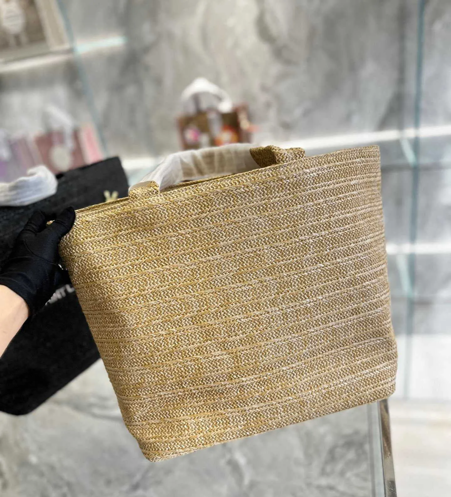 die Frau Stroh-Einkaufstaschen Tasche Designer-Tasche Luxus-Handtasche Umhängetasche Medium Summer Shopping Beach Totes Handtaschen 5A Straw Wrap Gemüsekorb Raffia Weaving