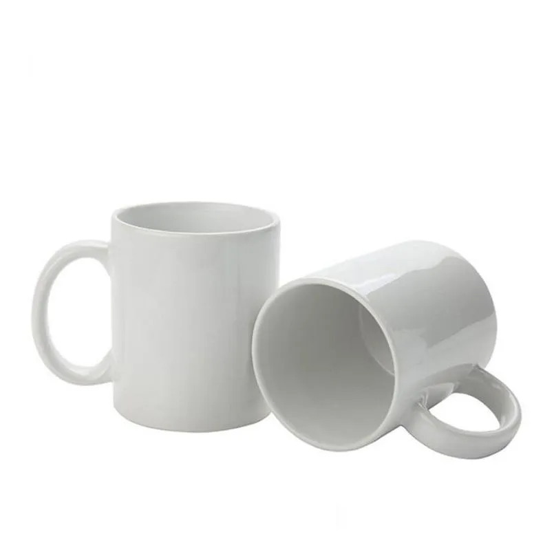 Sublimation Blanks 11 Oz Tazas de café de cerámica en blanco Taza blanca para sopa Té Leche Latte Cacao Drop Deliver Dhb1M