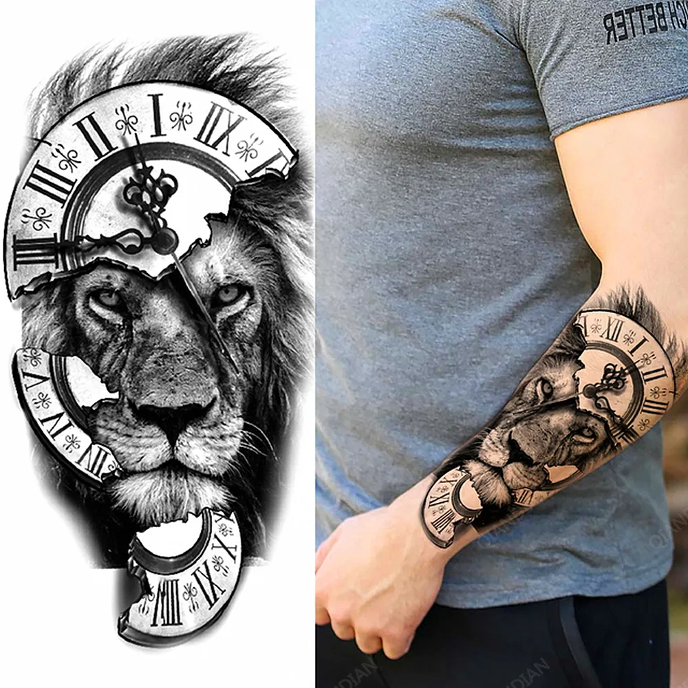 NUOVI 300 pz Leone Uomini Impermeabili Tatuaggi Temporanei Adesivi Braccio Mano Cool Art Nero Trasferimento Orologio Tatuaggi Temporanei