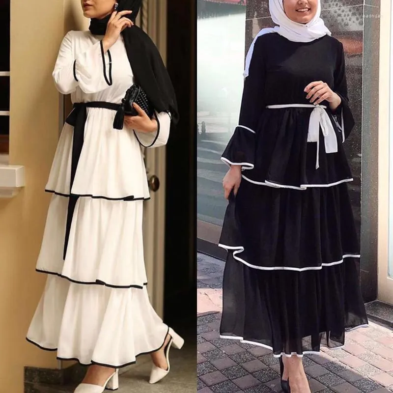 Ethnische Kleidung MD Muslimische islamische Frauen Dubai Abaya Rüschenkleid Mode Damen Maxikleider Marokkanischer Kaftan Türkische Pakistanische Kleider