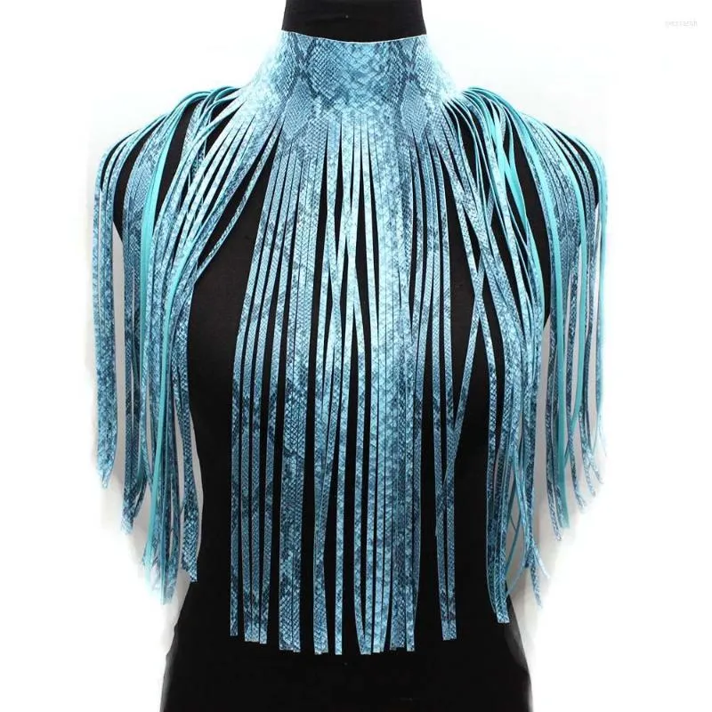 Choker totabc High Street Leather Tassel kettingen voor vrouwen Fashion Luxury Long Necklace Lake Blue Chains Dress