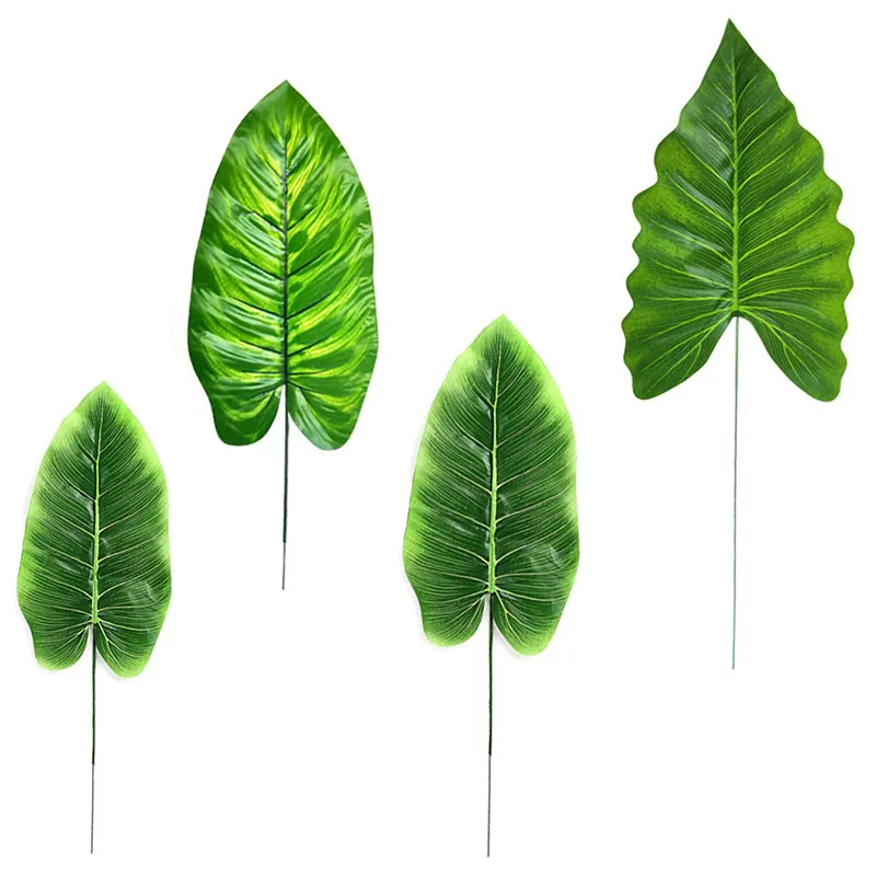 5/10/20pcs Artificial Plant Green Canna Leaf Palm monstera Hawaiian Summer Tropical Wedding Birthday DIY Party table Decoration