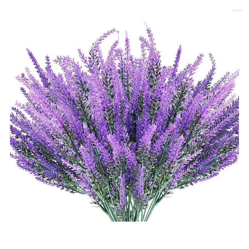 Flores decorativas 1 manojo de lavanda Provenza plantas artificiales de plástico decoración de boda mesa hogar Deocr