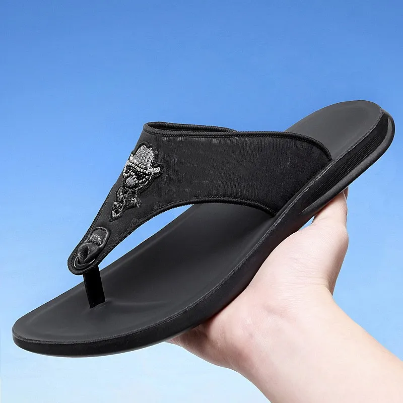 Designer Summer Men Slide Fashion Slip-on Beach Slippers Conceal Bunion Design Outside Shoes Flip Flops Sandals