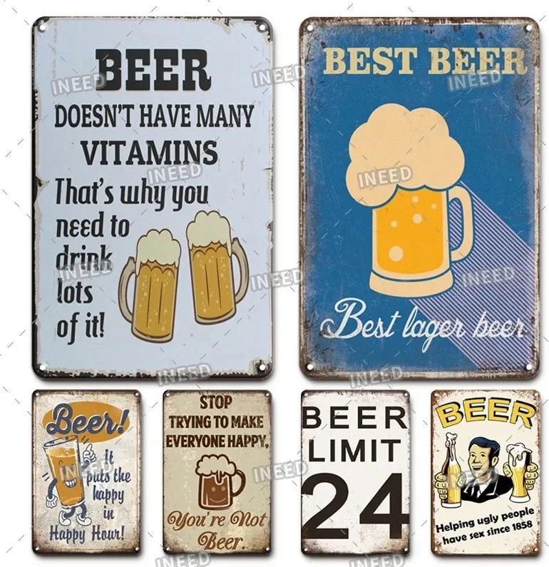 Vintage Funny Beer Metal Malowanie Znak Tablica Znaki Vintage Tablica ścienna do baru Club Man Cave Mieszka